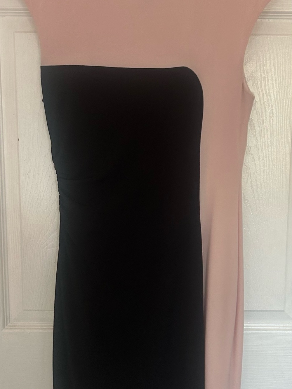 connected apparel Black and Blush Strapless Colorblock Maxi Dress